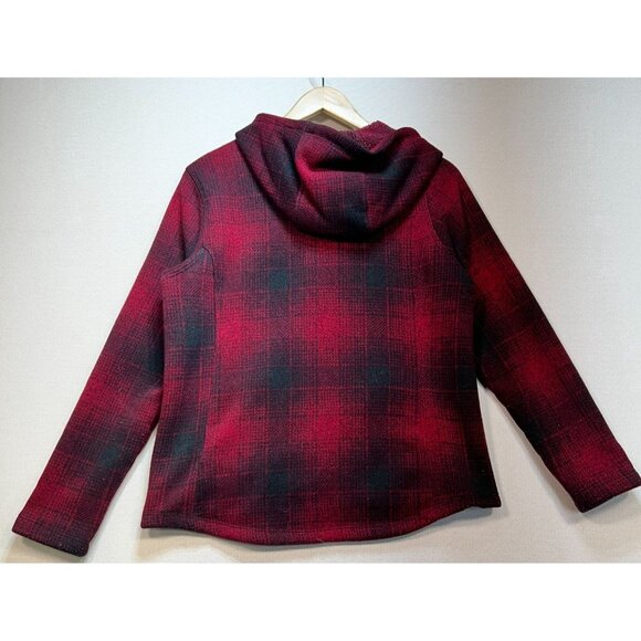 The North Face Women's Pullover Fleece Hoodie Size M Red Black Plaid Long Sleeve - Picture 2 of 13
